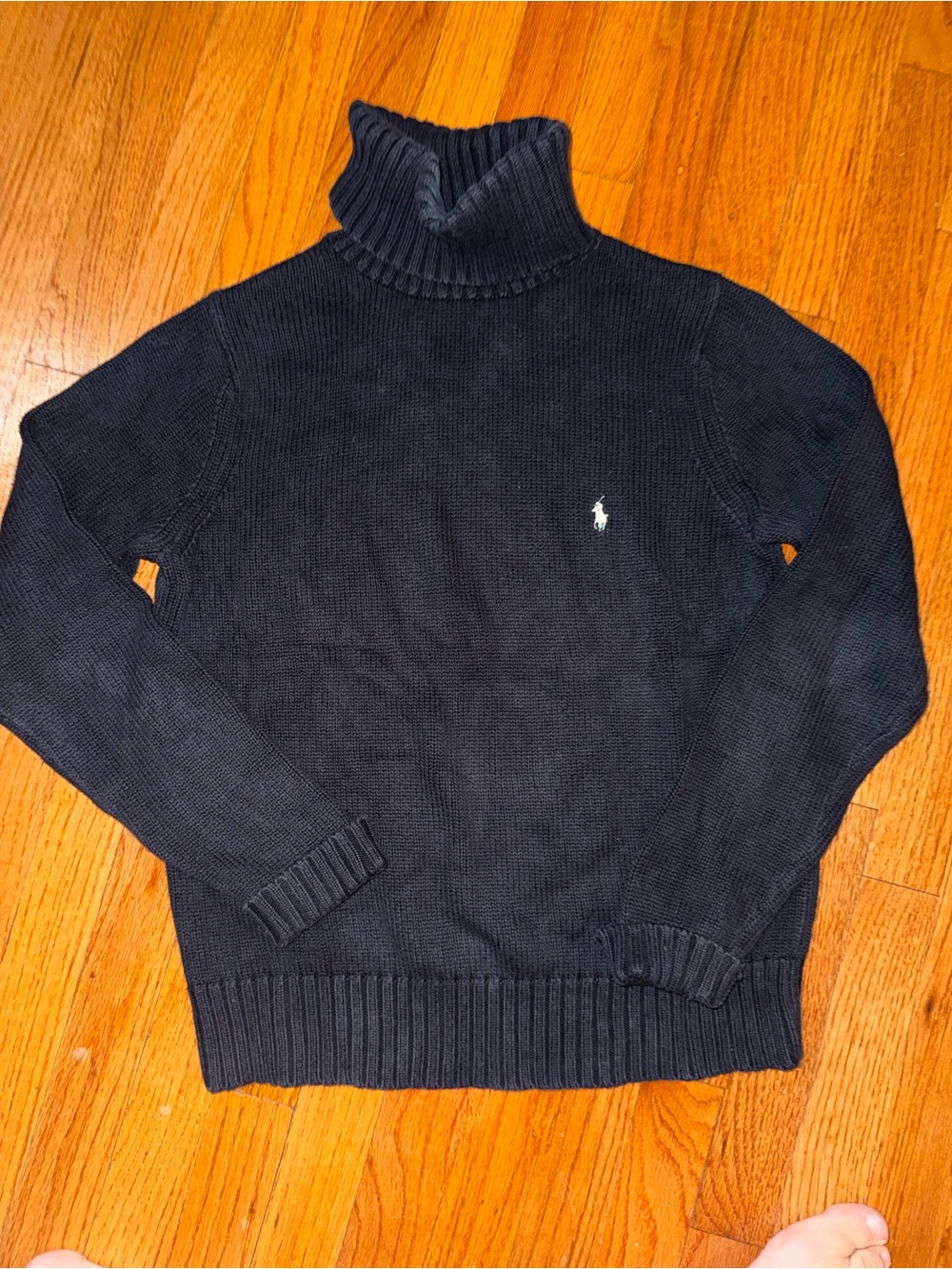 Ralph Lauren Men's Navy Turtleneck Sweater with Polo Pony Y2K Vintage